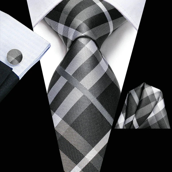 Professional Mens 3-Piece Suit Necktie Pocket Square Cufflinks Qme DPTH-LDSN3456