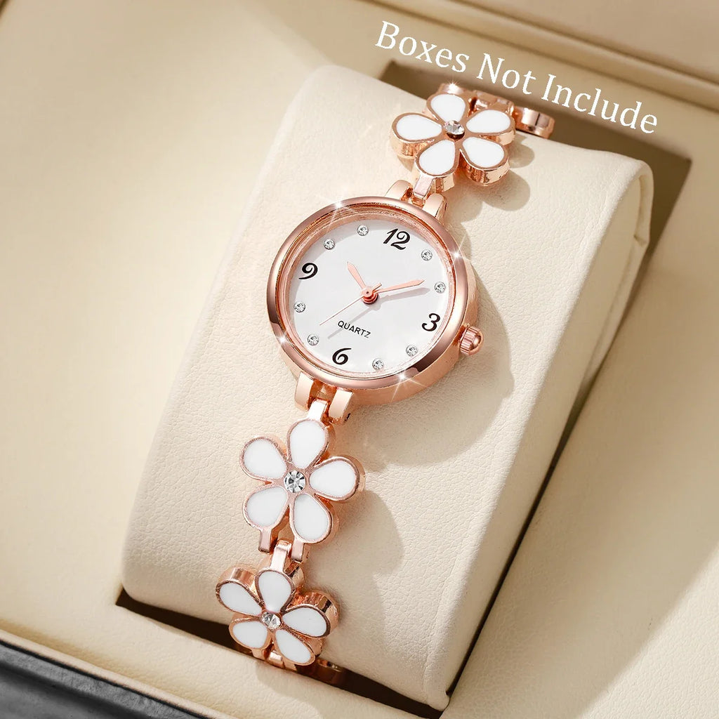 Moda árabe dial relógios femininos elegante flor pulseira senhoras relógio de pulso de quartzo reloj mujer (sem caixa) Qme