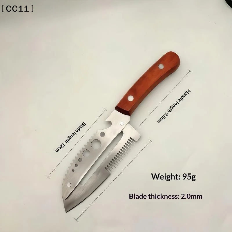 Multifunctional Stainless Steel Onion Cutter Wood Handle Bottle Qme