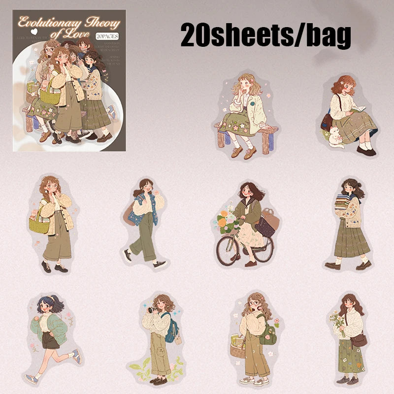 20 Sheets Couple Love Stickers Romantic DIY Scrapbook Journal Laptop Phone Case Decoration for Valentine's Day Gift Dating Coupl Qme 1