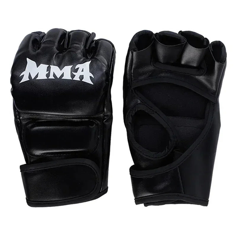 Half-finger Leather Boxing Gloves Adult Training Cushioned Knuckles Qme