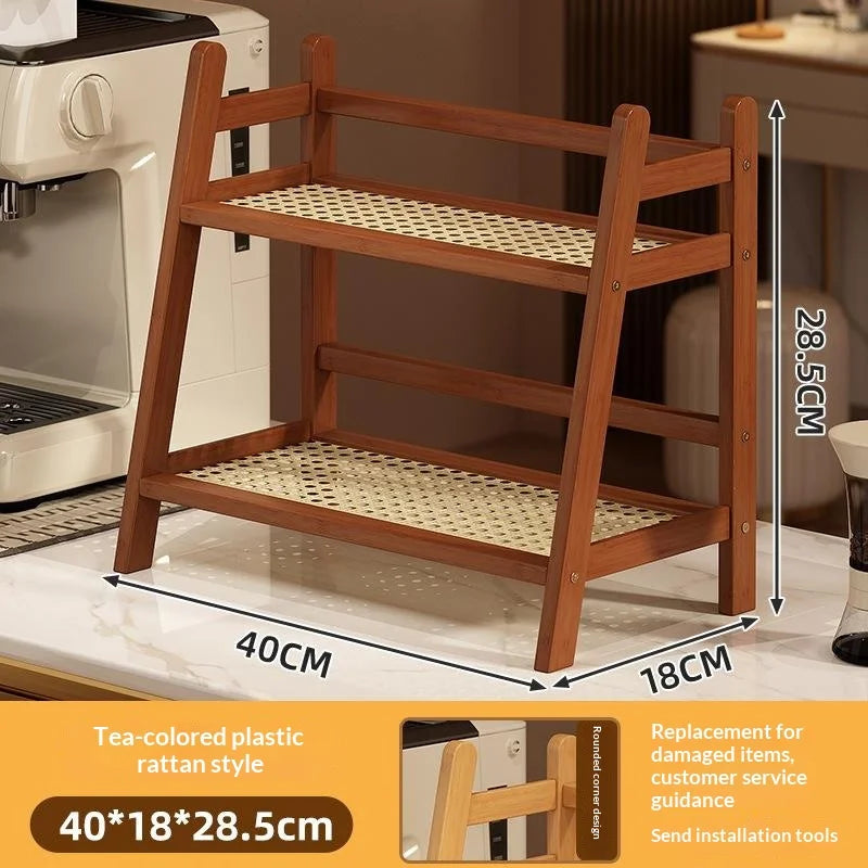 Desktop Removable Bamboo Office Balcony Storage Rack Space Saving Qme 39CM B