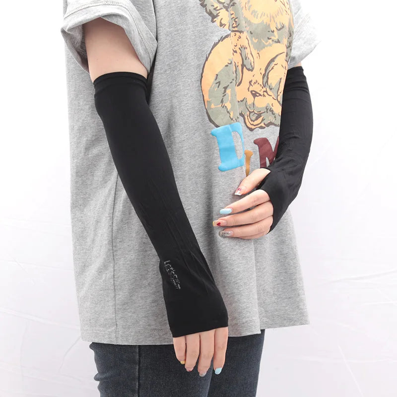 Ice Silk Sleeve Sunscreen Cuff Arm Sleeves Uv Sun Protect Anti-slip Qme