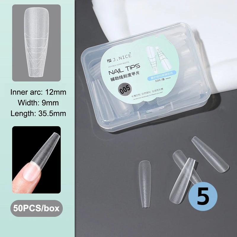 Fake Nails Long Trapezoid Auxiliary Lines Box Acrylic Finger UV Gel Qme 5