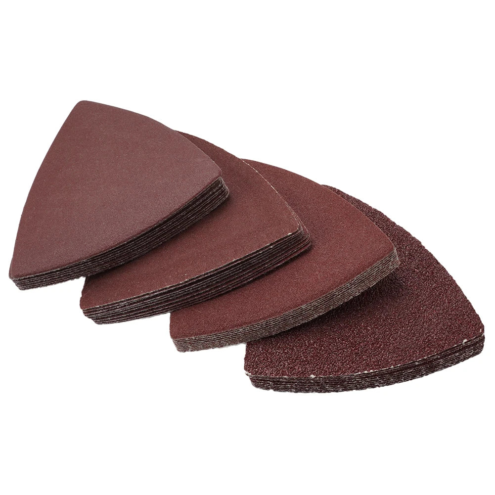 40pcs 80mm Aluminum Oxide Triangle Sandpaper Sanding Disc 60 120 180 240 Grit Fit 3-1/8 Inch Oscillating Multi Power Tool Qme