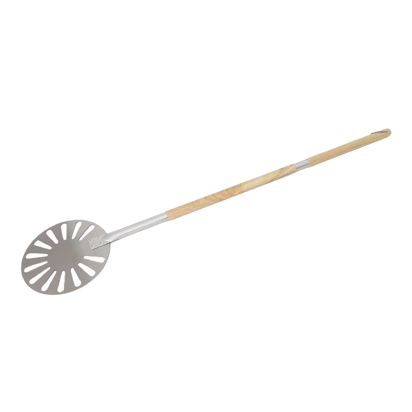 9inch Pizza Turning Peel Lightweight Stainless Steel Perforated Pizza Peel Metal Pizza Turner Peel with 2 Wooden Long Handle Qme Default Title