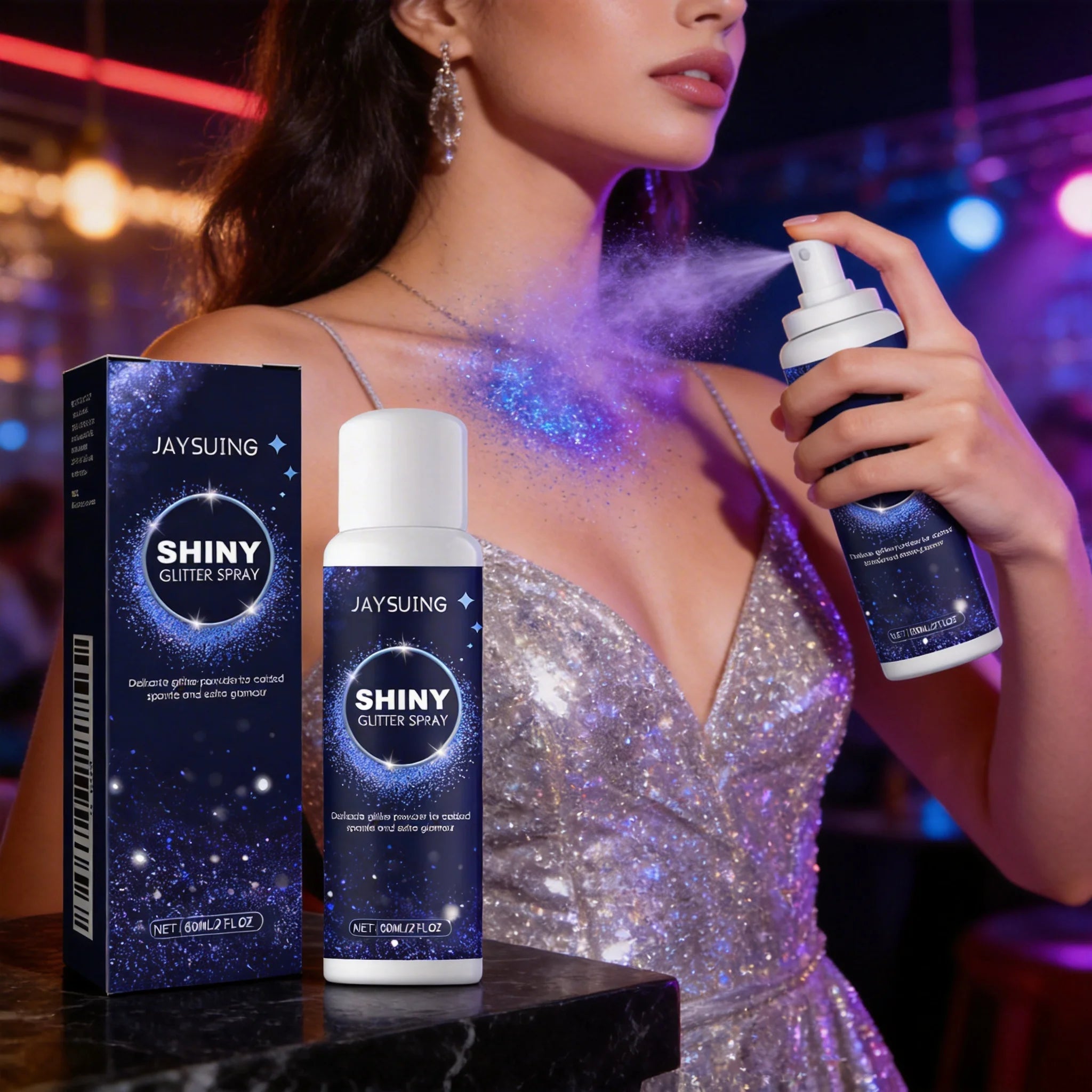 Body Glitter Spray Collarbone Clothes Hair Long Lasting Shimmer Qme