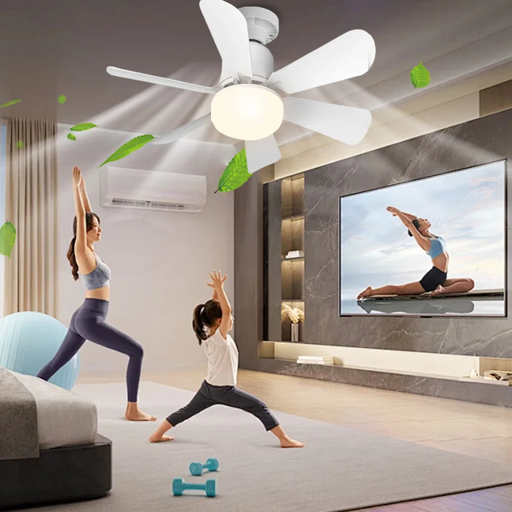 Modern Ceiling Fan with LED Light Remote Control Small Ceiling Fan with Lights Remote Control for Bedroom Kitchen Living Room Qme
