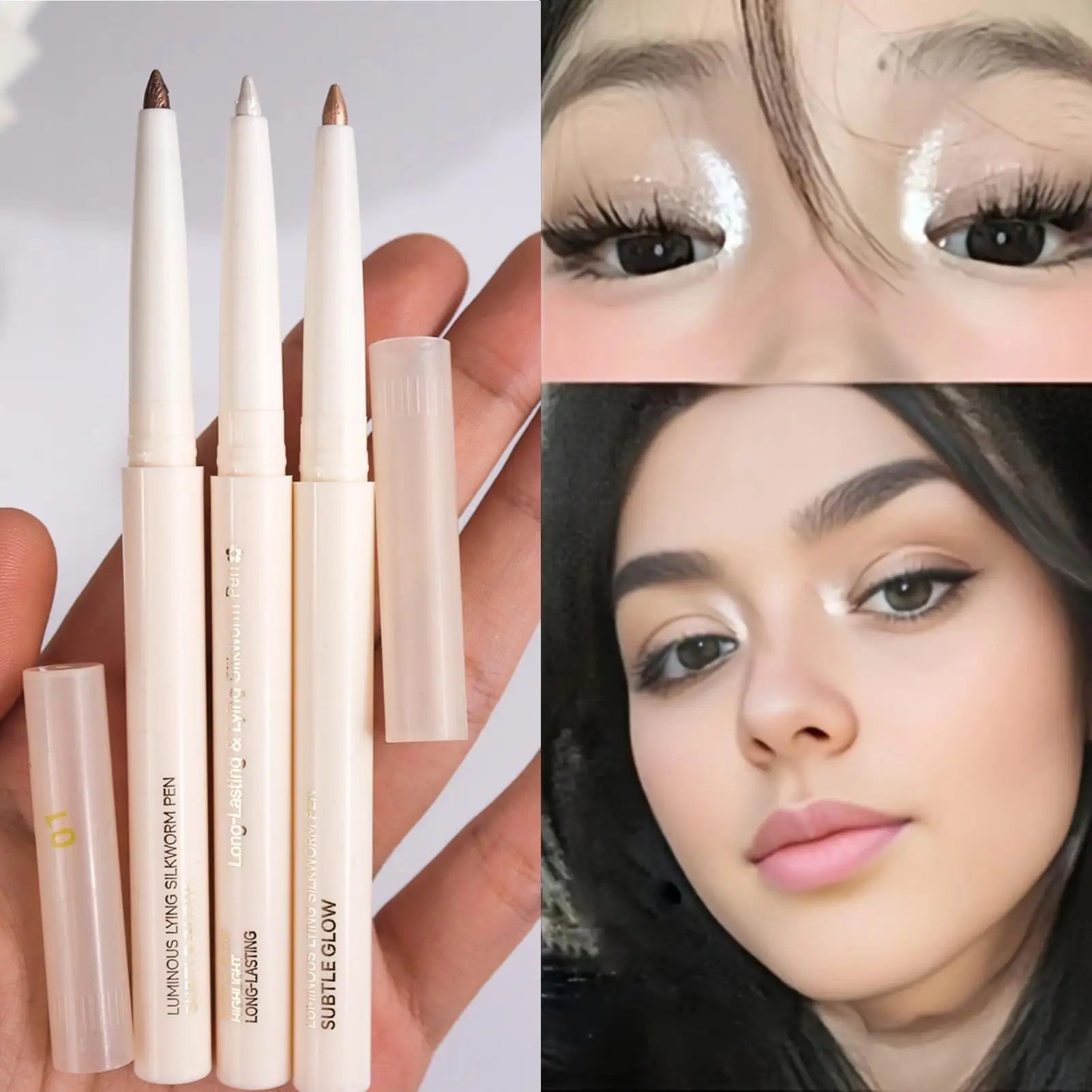 Pearlescent Highlighter Eyeshadow Pen Long-lasting Glitter Finish Qme