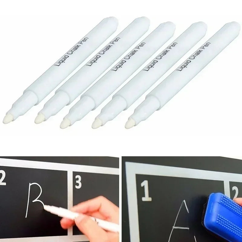 5/10Pcs White Liquid Chalk Blackboard Dust-free Erasable Chalk Glass Erasable Chalk Children Writing Tool Teacher Teaching Tools Qme