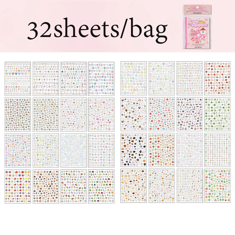 32 Sheets/Bag Dopamine Mini Stickers for Scrapbooking DIY Art Journal Phone Case Planner Notebook Decoration Gift Supplies Qme 1