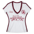 Micro Transparent V-neck T-shirt Short Sleeved Slim Fit Letter Qme White L