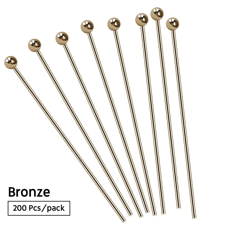 200pcs/lot 20 25mm Copper Ball Head Pins Handmade For DIY Jewelry Making Findings Supplies Accessories 7 Colors Qme Bronze color 25mm