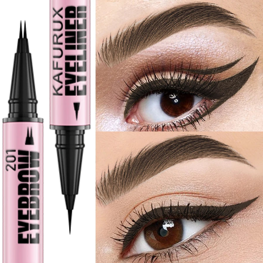 1 Waterproof 4 Colors Ultra Double-ended Eyebrow Pen Eyeliner Qme 201