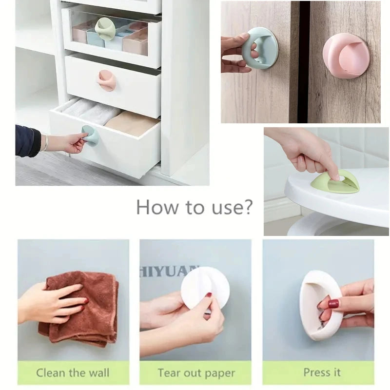 Self-Stick Drawer Handle Multipurpose Cabinet Knobs Helper Auxiliary Cabinet Sliding Door Window Handle Suction Cup Handles Qme