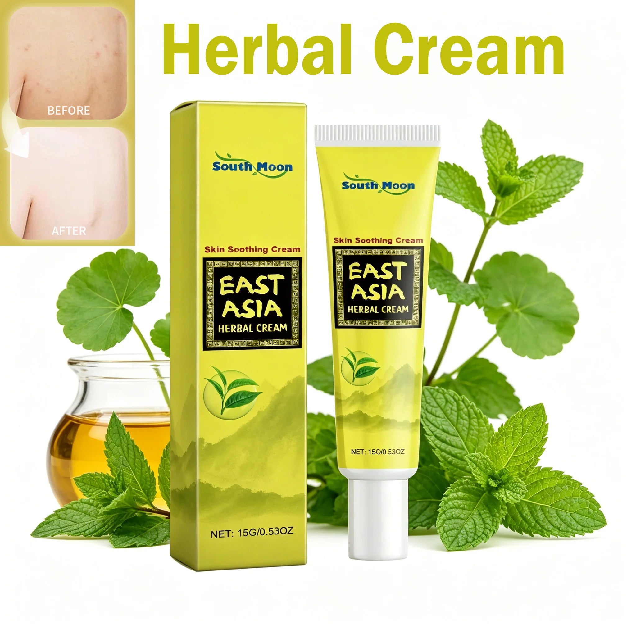 Herbal Cream Soothing Moisturizing Skin Cream with Tea Tree Centella Asiatica for Dry Skin Daily Nourishing Improve Skin Dryness Qme