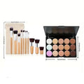 15 Colors Concealer Palette Shade Bamboo Handle Makeup Brushes Face Qme Set