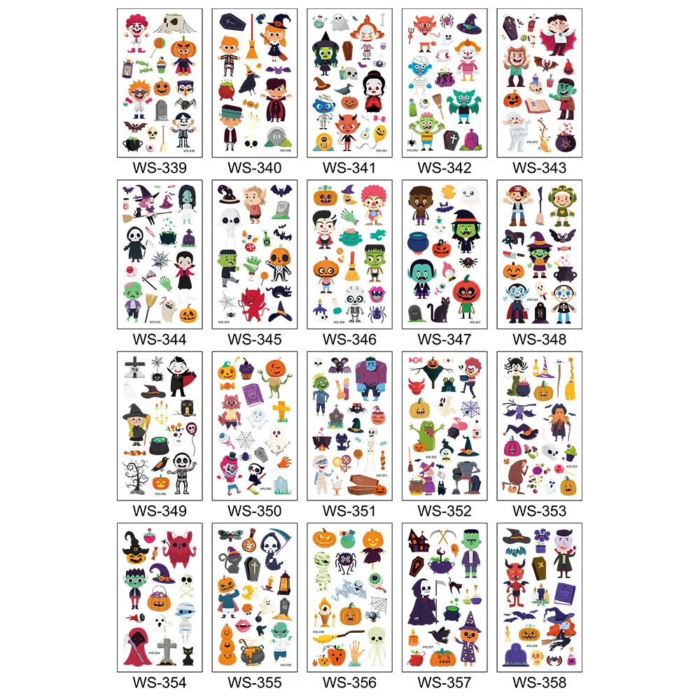 A 10 Sheets Halloween Pumpkins Tattoo Sticker Temporary Fake Tattoo Arm Hands Body Waterdichte Tatouages Pour Kids Toy Gift Qme