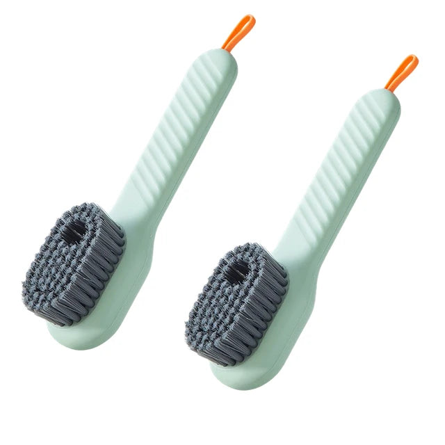Household Soft Bristled Liquid Shoe Brush Special for Shoe Washing Long Handle Shoe Brush Clothing Brush Deep Cleaning Tools Qme 2PCS Green