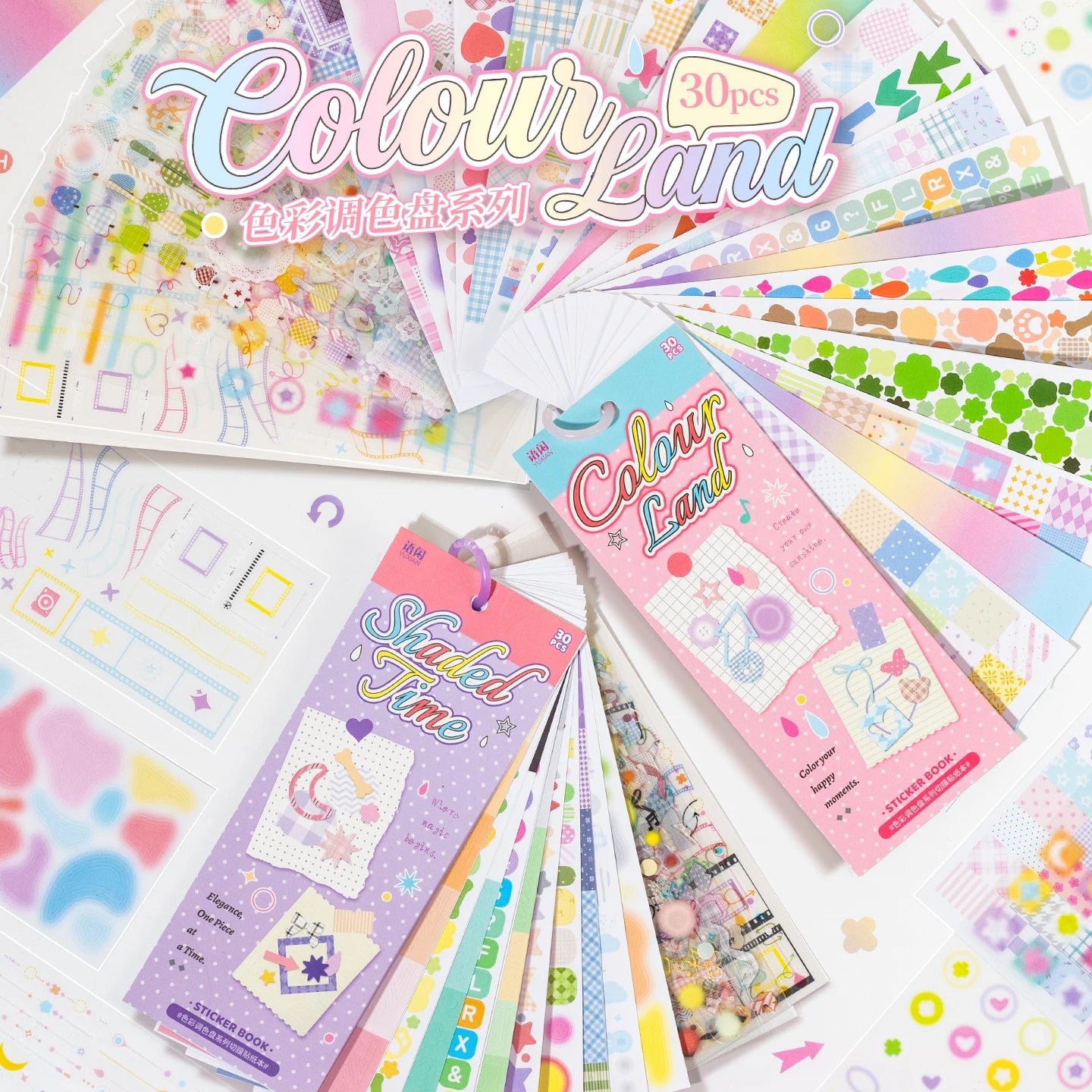 30/60 Pcs Cartoon Die-Cutting Sticker Book Kit Multi-Material Scrapbooking Decor Journal Supplies Aesthetics Stationery Qme AB