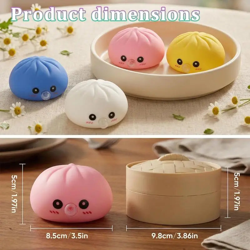 Cute Bubble-blowing Squeeze Bun Steamer Basket Toy Squishy Dumpling Qme