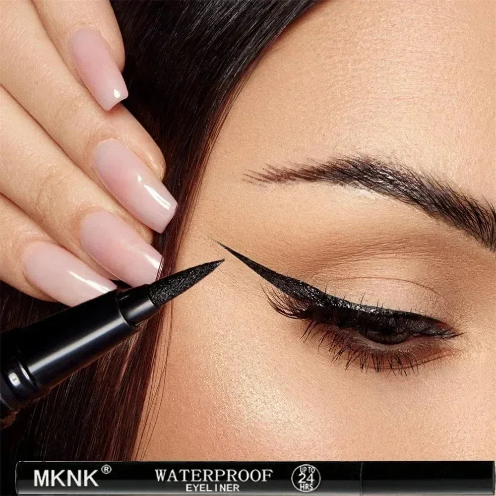 1/2 PCS Black Quick-Dry Eyeliner Pencil - 24H Lasting Smooth Matte Waterproof Anti-Smudge Liquid Eyeliner Makeup for Eyes Qme