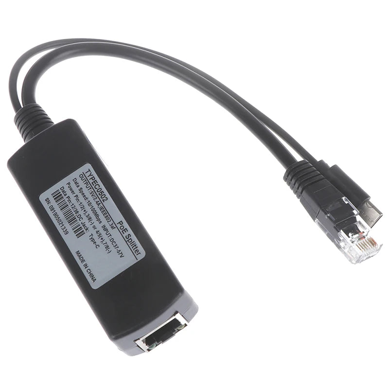 TYPE-c poe splitter usb 48v to 5v power over ethernet 802.3af 100/1000M for raspberry High Quality Qme