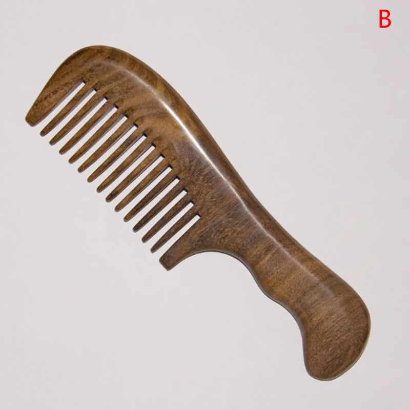Natural Sandalwood Hair Combs Anti-static Wooden Comb Massager Care Qme B