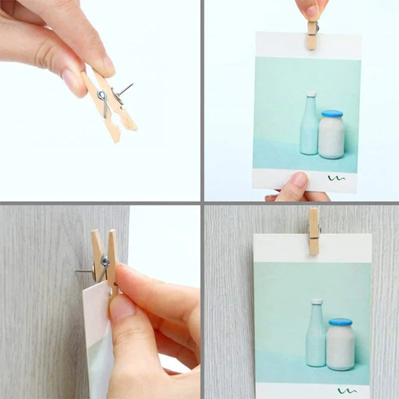 Box Office School Stationery Pins Durable Wooden Clip Push Decorative Qme