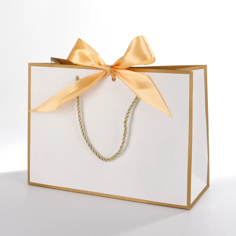 Large Paper Bagexcluding Decorative Cards- Valentine's Day Bag Qme Gold and white 25x35x10cm