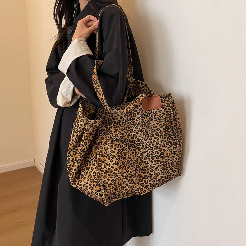 Large Capacity Leopard Print Fashion Shoulder Bag Women Simple Qme