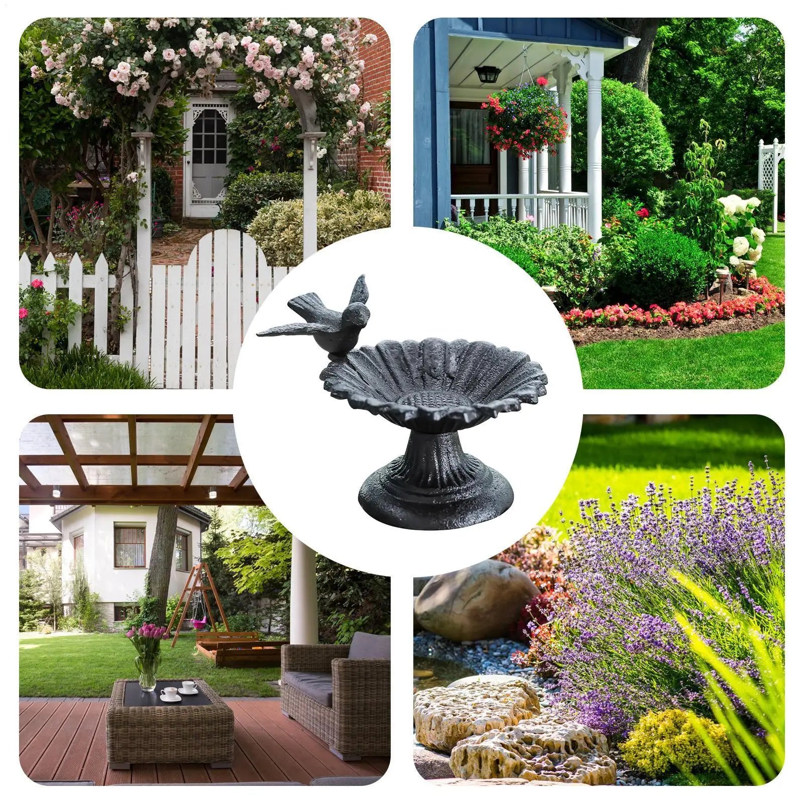 Bird Baths For Outdoors Vintage Metal Decorative Outdoor Bird Bath For Hummingbird Yard Backyard Lawn Garden Patio Deck Ground Qme
