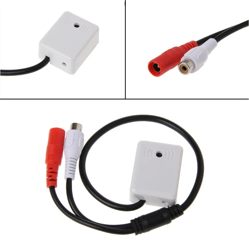 2PCS Microphone Audio Pickup Sound Monitoring Device For CCTV Camera Security System Qme