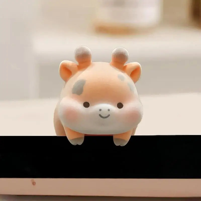 Doll Flocking Computer Monitor Decoration Panda Dog Desk Ornament Qme A8