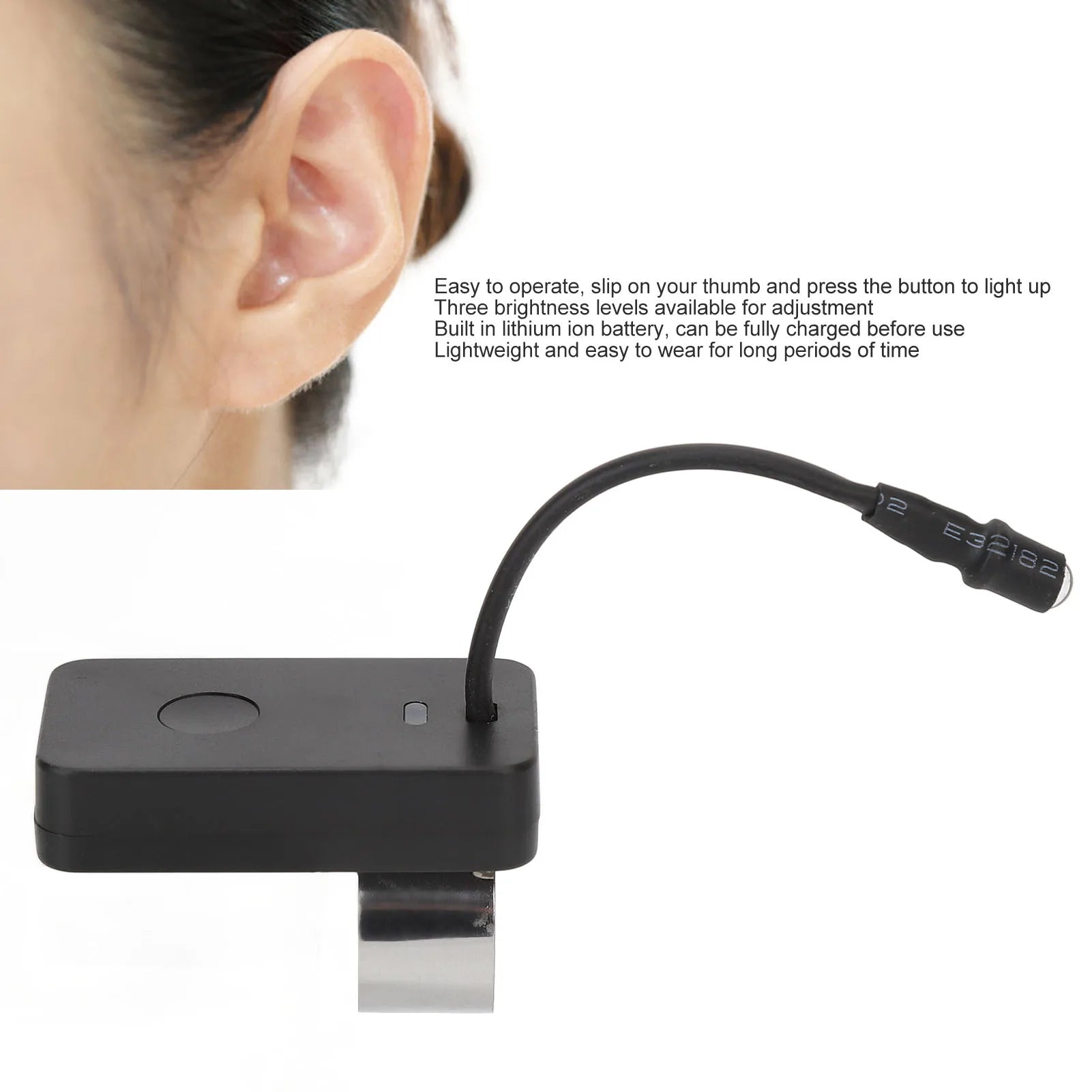 Ear Pick Light LED Ear Pick Lamp Multifunction 3 Speeds USB Rechargeable Ear Pick Thumb Lamp for Ear Cleaning LED Ear Pick Lamp Qme