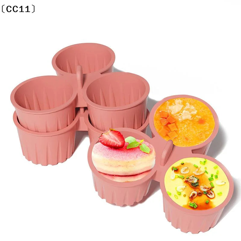 Air Fryer Egg Mold Round Shape Eggs 3 Cavity Non-stick Silicone Pan Qme