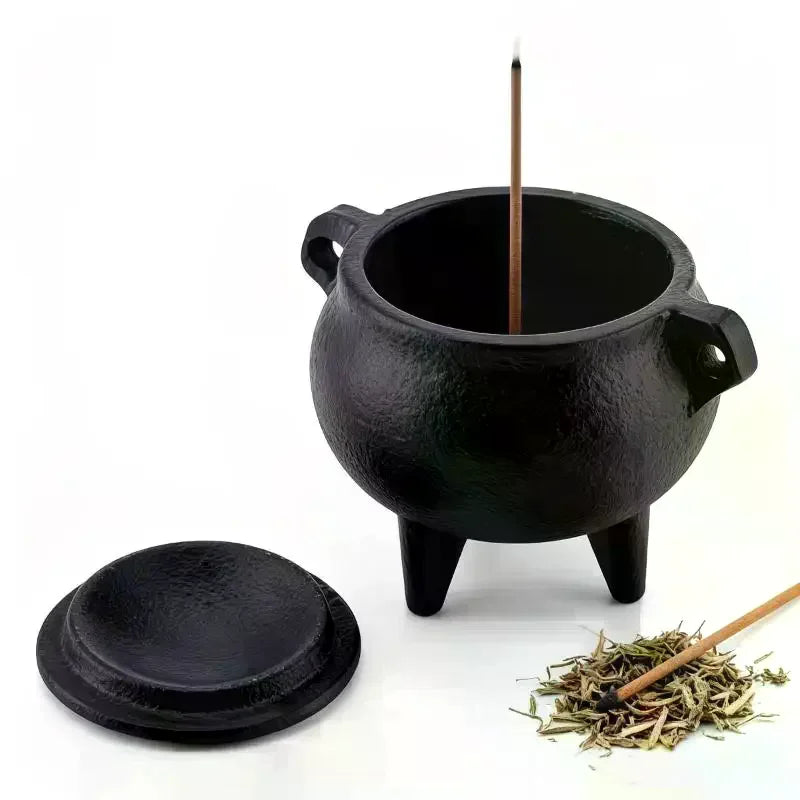 Mini Cast Iron Sandalwood Incense Holder Sage Smudge Pot Burner Home Decor Suitable For Meditation Yoga Halloween Qme