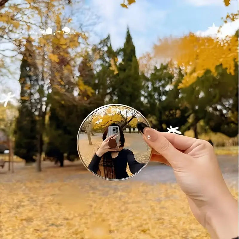 Portable Makeup Mirror Handheld Photography Mirrors Round Convex Qme