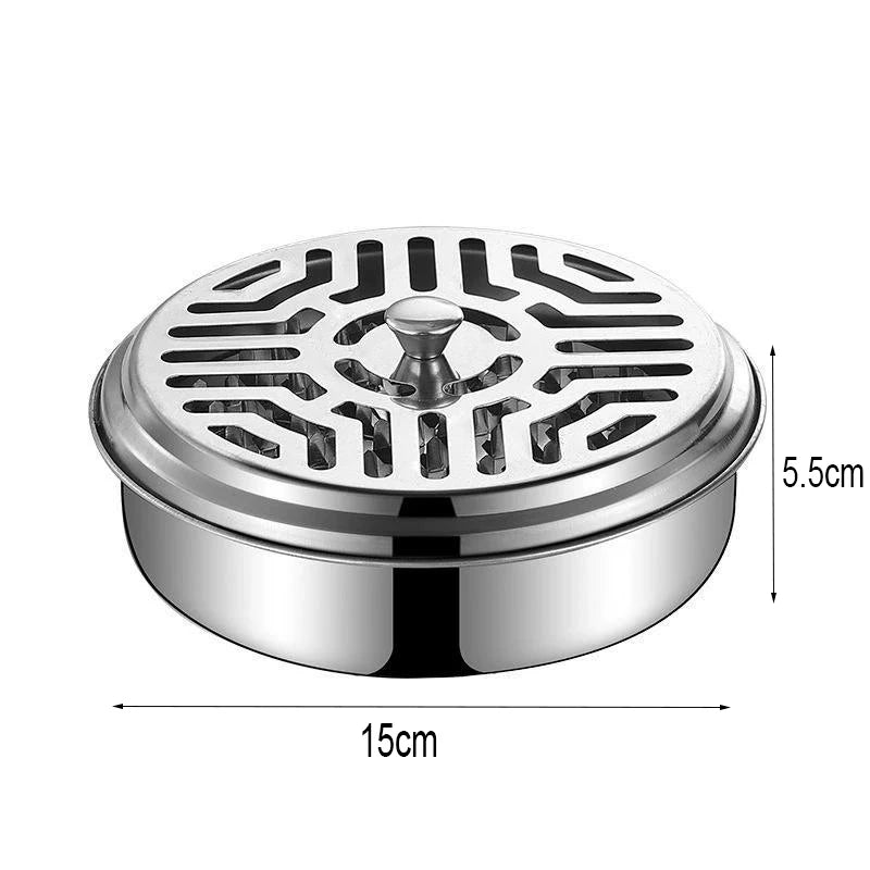 Stainless Steel Mosquito Coil Tray Holder With Lid Round Mosquito Coil Box Ash Tray For Home Hotel Camping Anti-Mosquito Supply Qme