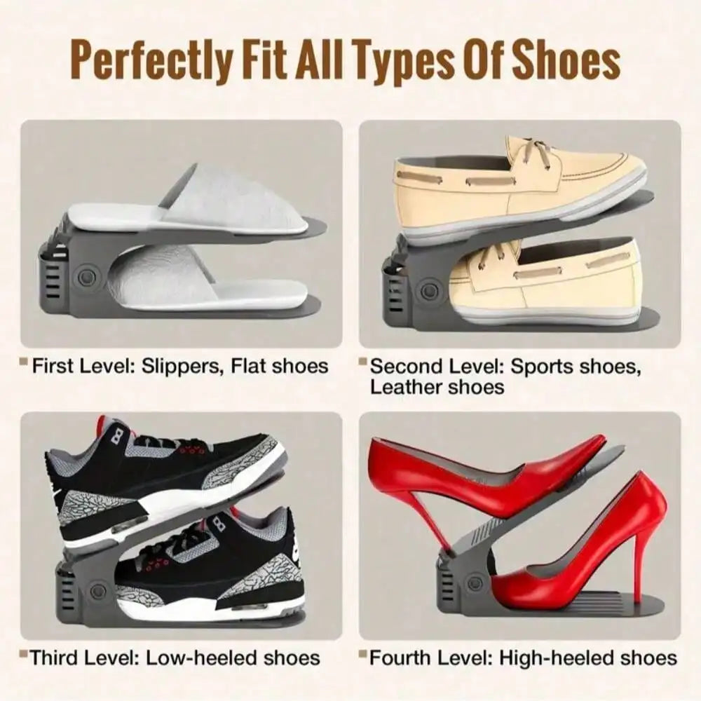 Adjustable Shoe Slots Organizer Easily Stackable Home Storage Qme