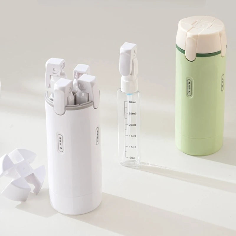 4-in-1 Shampoo Bottle Portable Cosmetics Lotion Bottle Storage Bottle Travel Separate Bottle Shampoo Bath Gel Separate Bottle Qme
