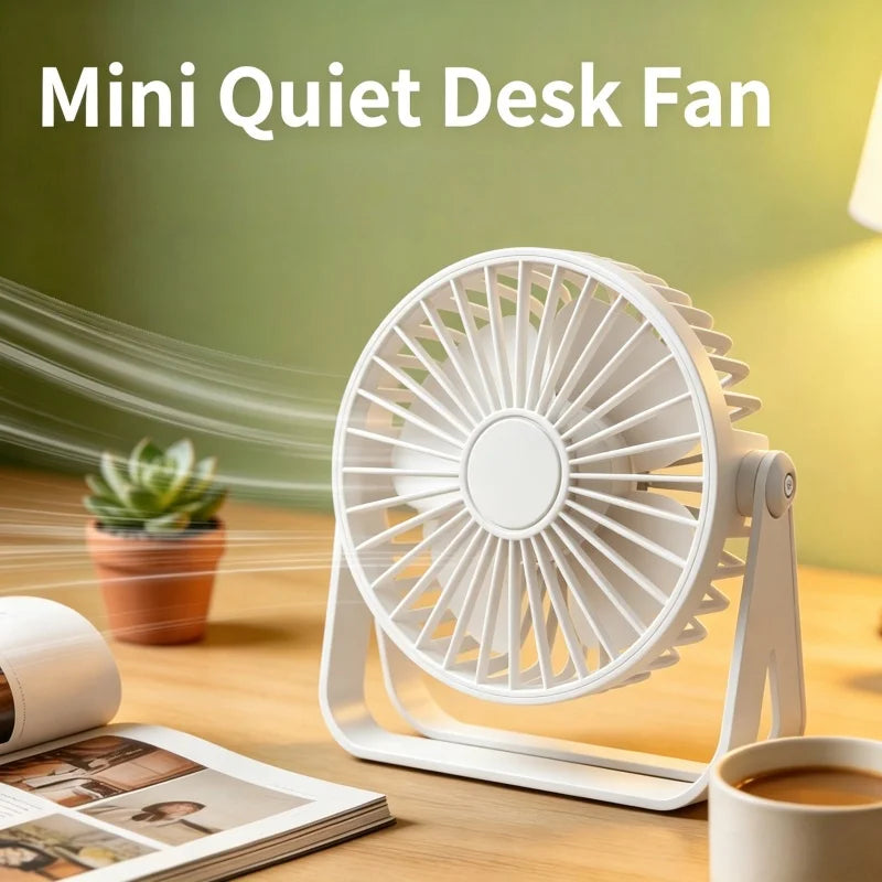 Multi-Scenario Use Mini Portable Fan USB Rechargeable Super Quiet Small Desk Fan for Bedroom Dorm Outdoor Trip Qme