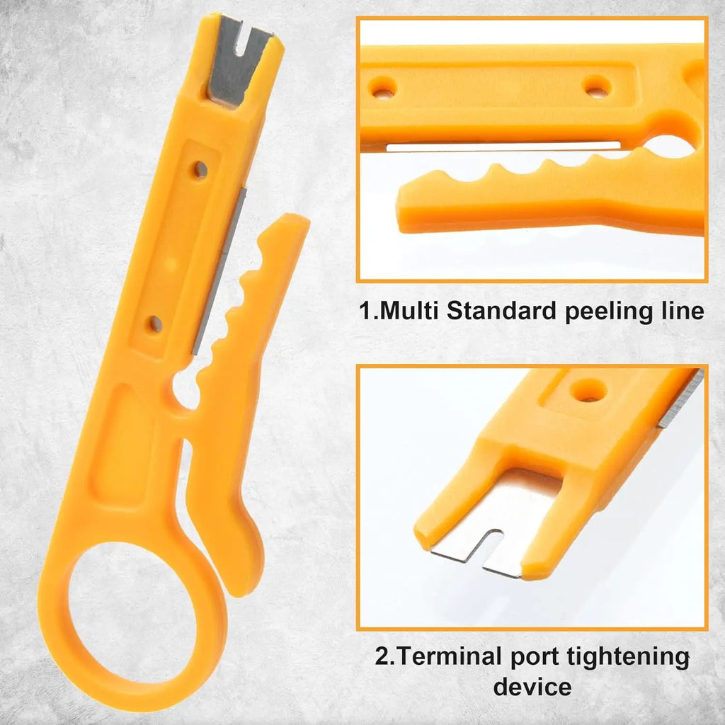 10pcs Wire Stripper with Secure Finger Loop, Cable Stripper Cutter Tool, Wire Punch Down Tool for Diameter 5-6.2mm Cables Wires Qme