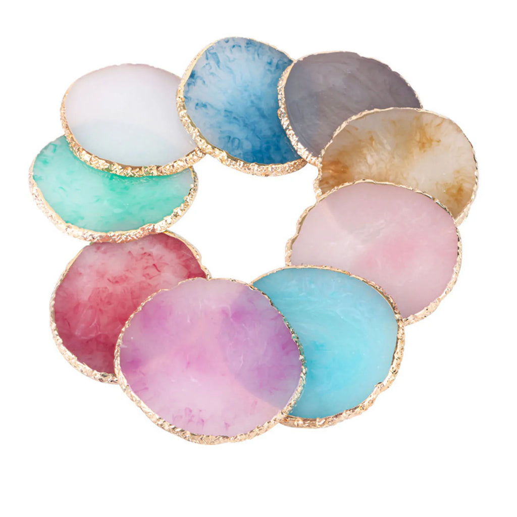 Nail Art Painting Palettes Nail Art Palette Gold Hem Trim Agate Texture Resin Nail Art Color Mixing Display Board for Nail Salon Qme