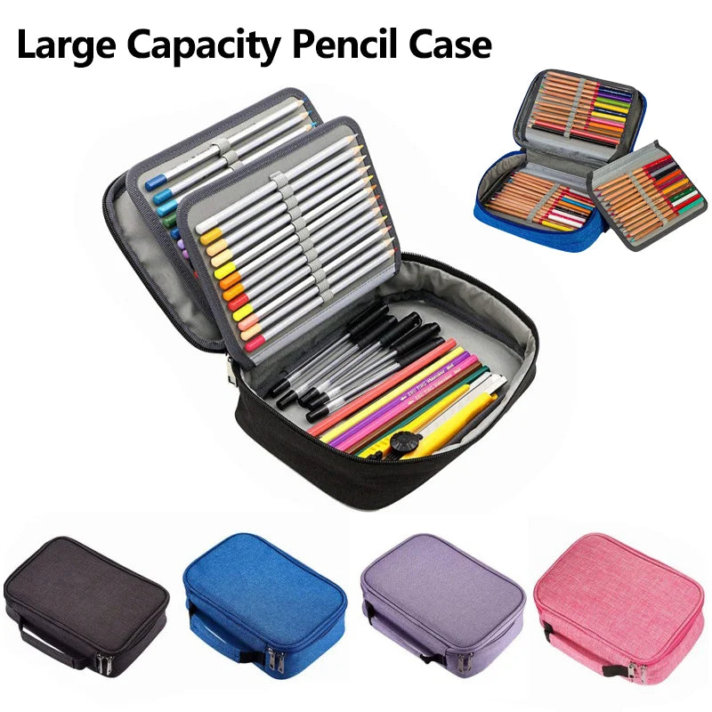 Large Capacity Pencil Case for Students - Sketch Art Supplies Organizer Multi-Pocket Heavy Duty Stationery Bag & Pen Holder Qme