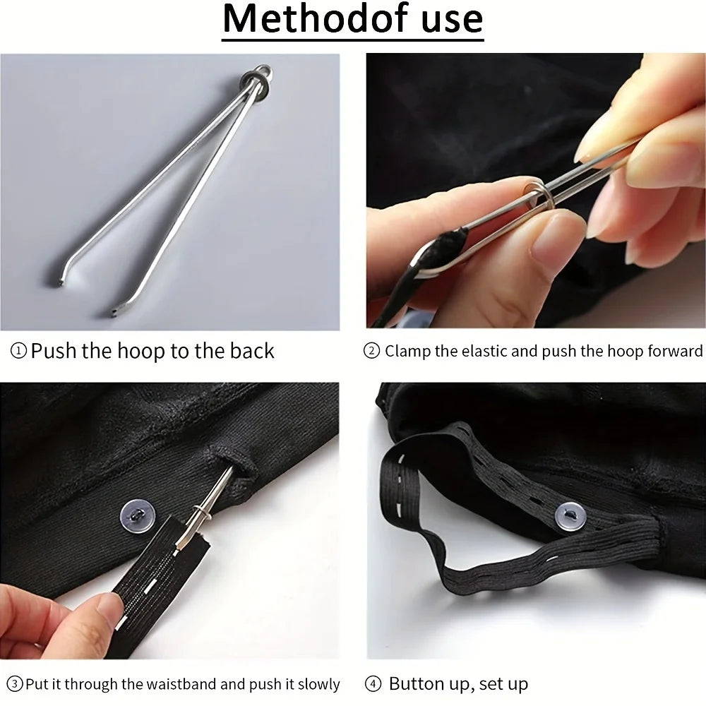 3PCS Garment Clips Sewing DIY Tools Elastic Tape Perforated Cross Stitch Threader Wear Elastic Clips (Wear Resistant Rope) Qme