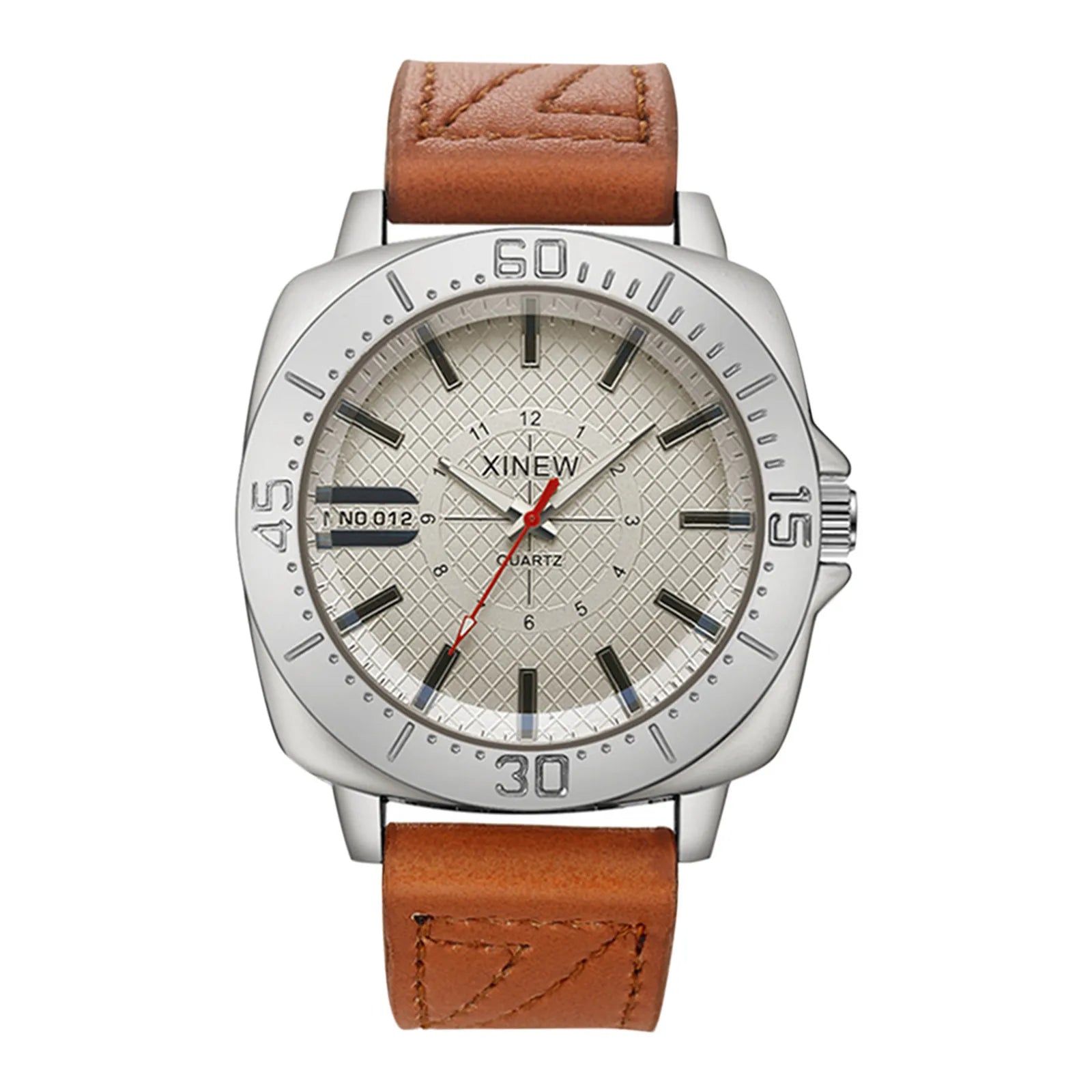 Male Hig-end Fashion Simple Business Leather Band Strap Glass Minimalist Round Dial Versatile Daily Outgoing Quartz Wrist Watch Qme