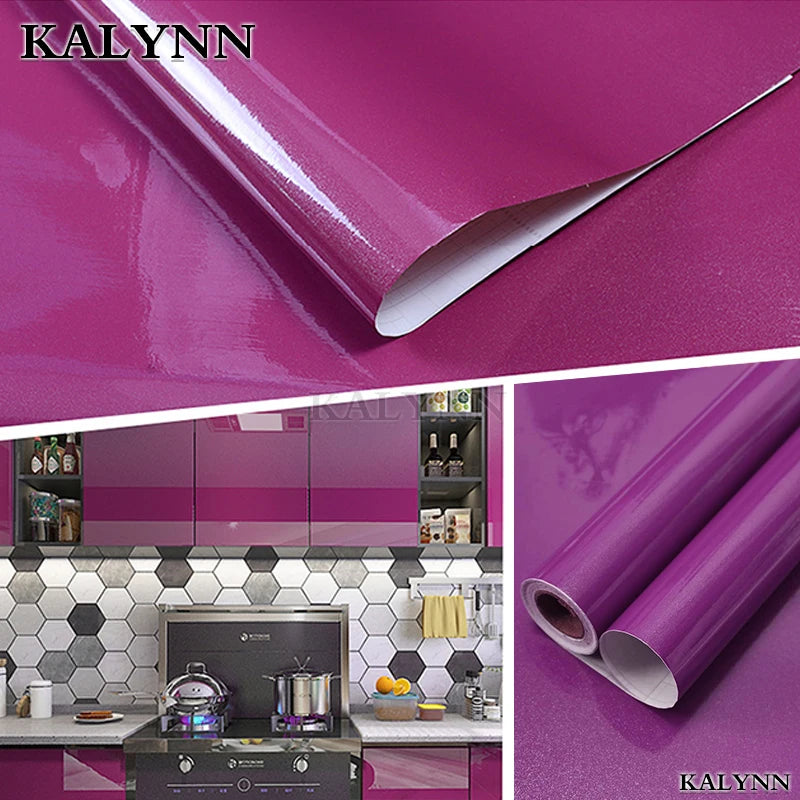White Glossy Self Adhesive Wallpaper Vinyl Peel Stick Contact Paper Qme Flash Purple 9.8ftx21in(3mx55cm)