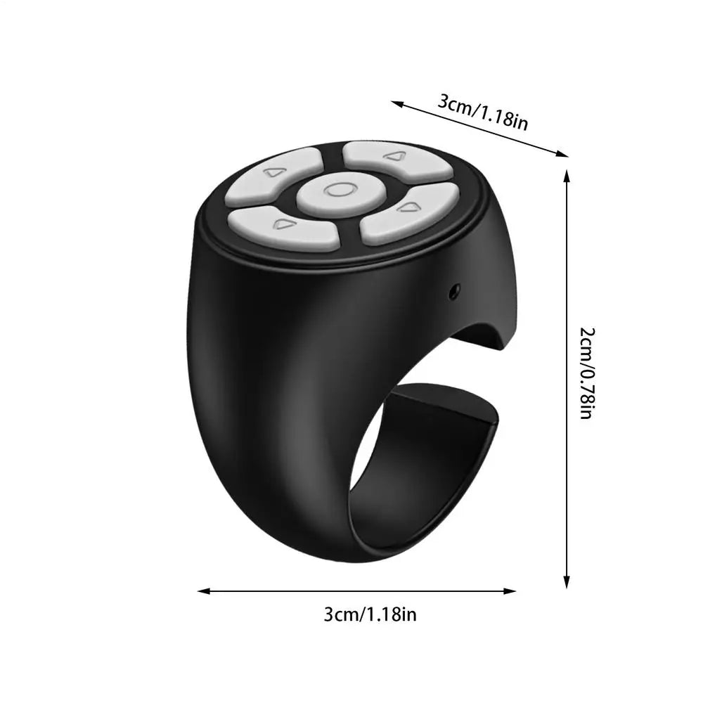 Wireless Remote Shutter Ring Finger Scroller Selfie Button Mobile Qme black