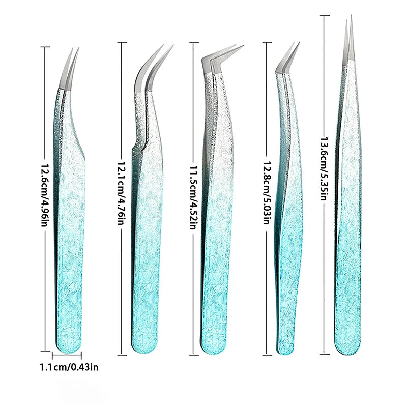Eyelash Tweezers Ice Flower Anti-static 3D Accurate Eyebrow Grafting Qme